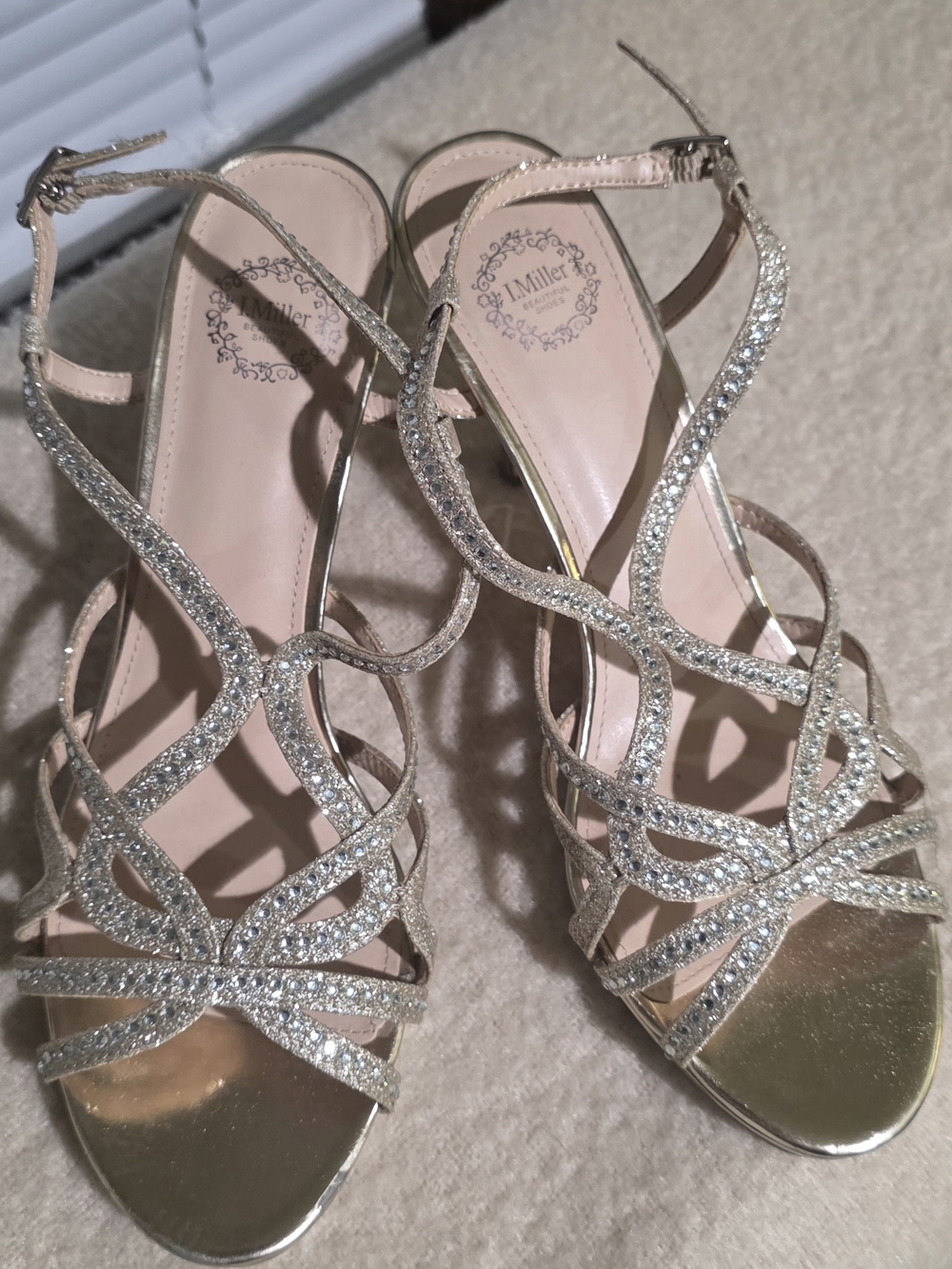 Gold Glitter Strappy Heeled Sandals